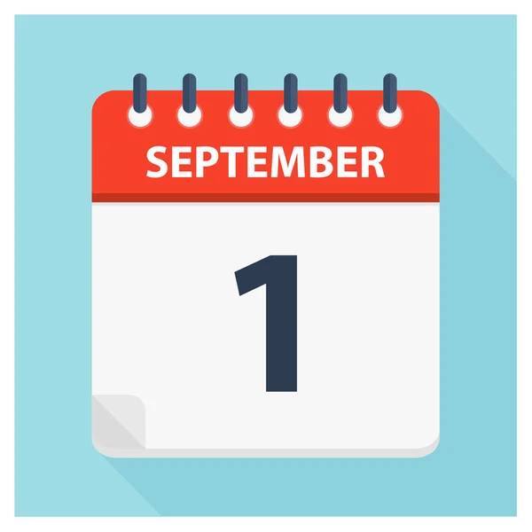 1 september-calendar icon-kalender ontwerpsjabloon — Stockvector