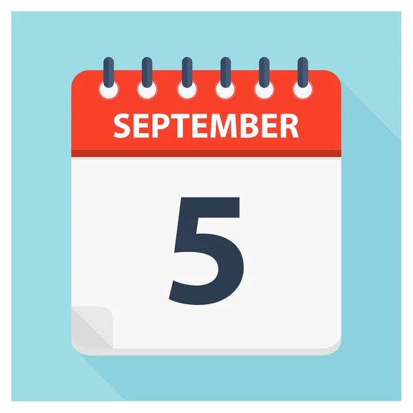 5 Σεπτεμβρίου-εικονίδιο ημερολογίου-πρότυπο σχεδίασης ημερολογίου — Διανυσματικό Αρχείο