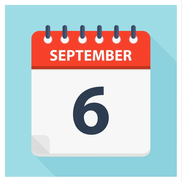 September 6-kalender icon-kalender ontwerpsjabloon — Stockvector