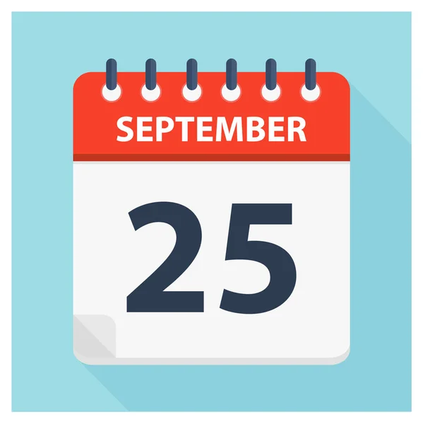 25 september-kalender icoon-ontwerpsjabloon kalender — Stockvector