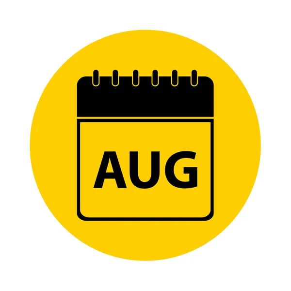 Agosto Calendario Icono Vector Amarillo — Vector de stock