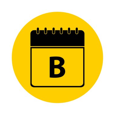 B harfi gün takvim sarı vektör simgesi