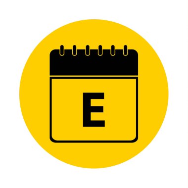E harfinin gün takvim sarı vektör simgesi