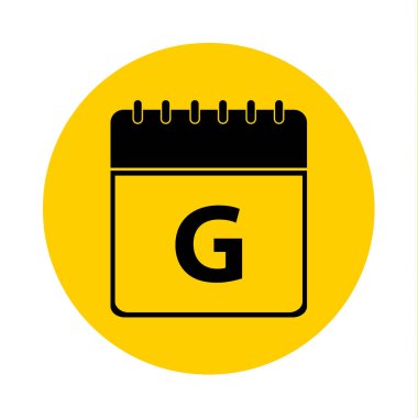 G harfi gün takvim sarı vektör simgesi