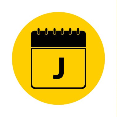 J harfi gün takvim sarı vektör simgesi
