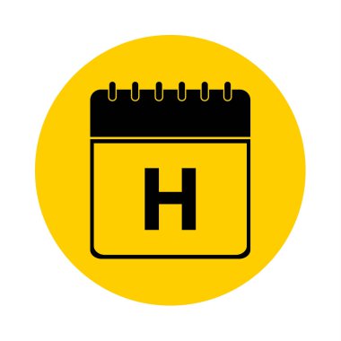 H harfi gün takvim sarı vektör simgesi
