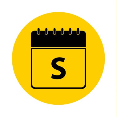 S harfi gün takvim sarı vektör simgesi