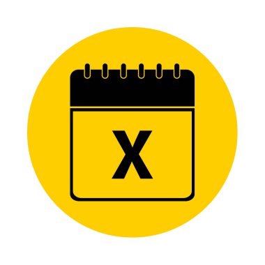 Harf X gün takvim sarı vektör simgesi
