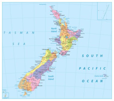 New Zealand Political Map clipart