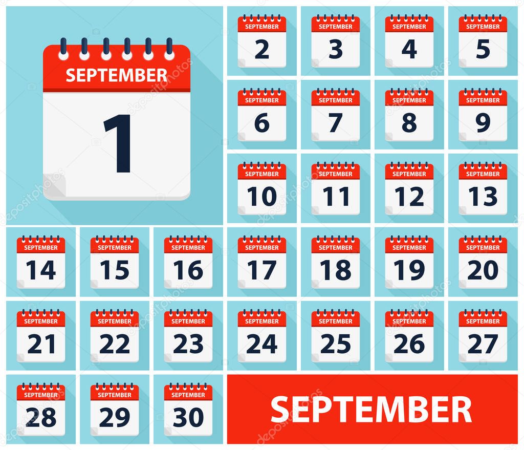 September 1 - September 30 - Calendar Icons