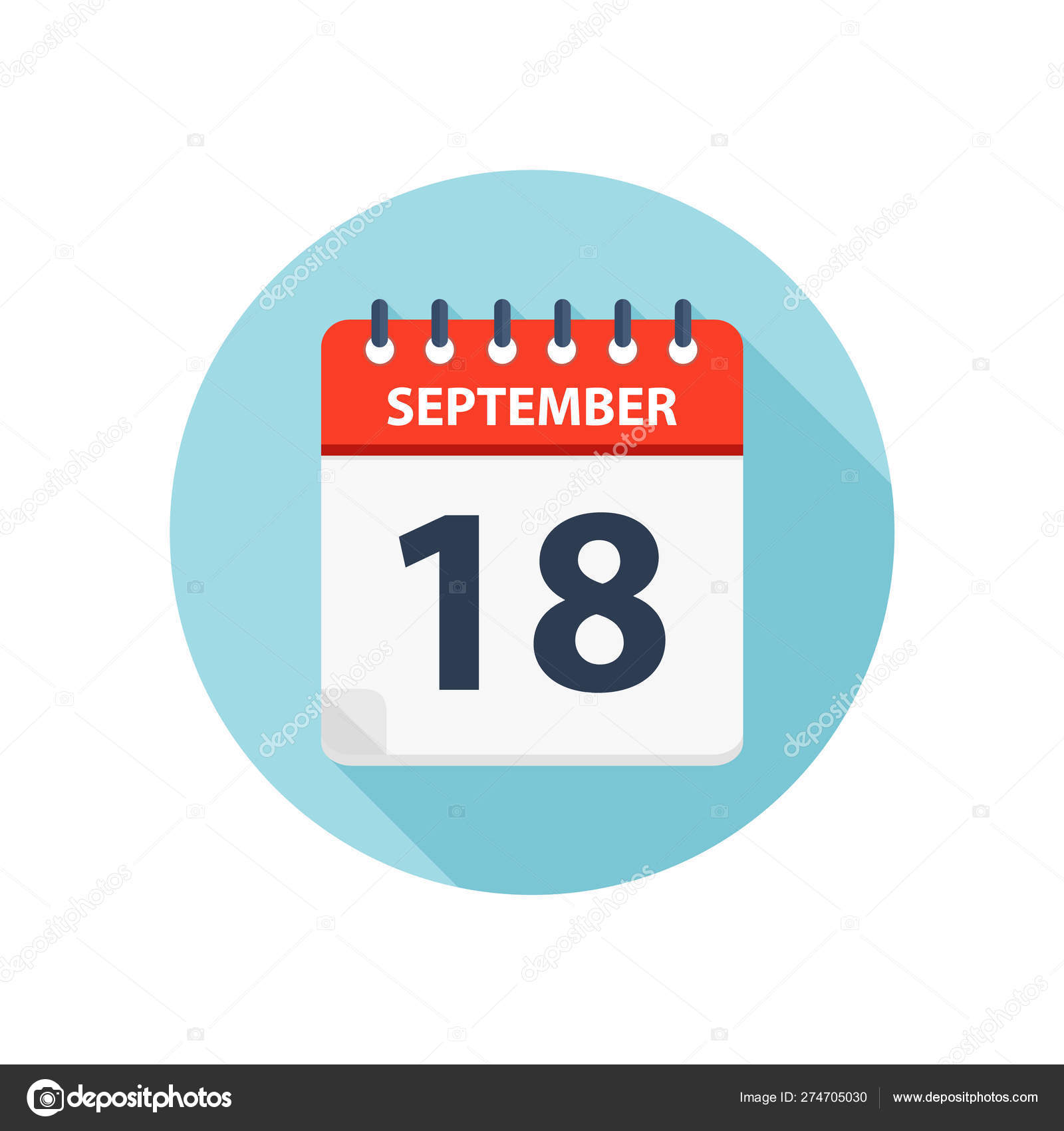 September 18 Calendar Icon Round Calendar design template Stock