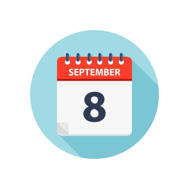 8 Eylül - Takvim Simgesi - Yuvarlak Takvim tasarım şablonu