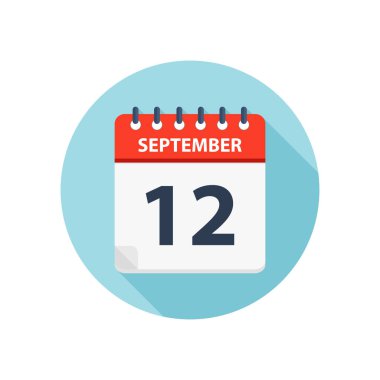 12 Eylül - Takvim Simgesi - Yuvarlak Takvim tasarım şablonu