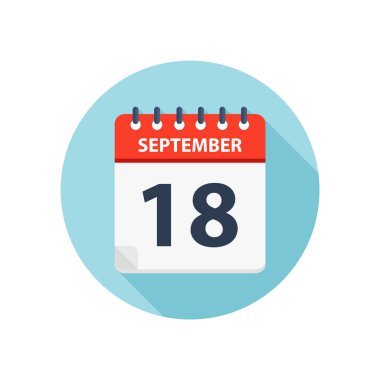 18 Eylül - Takvim Simgesi - Yuvarlak Takvim tasarım şablonu