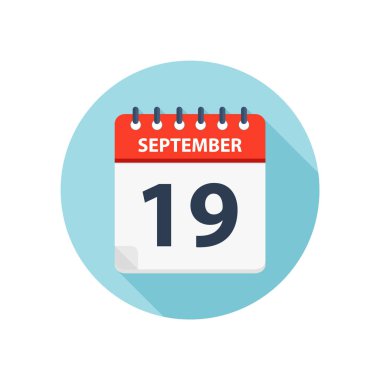 19 Eylül - Takvim Simgesi - Yuvarlak Takvim tasarım şablonu