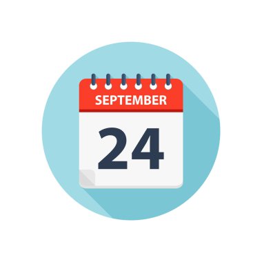 24 Eylül - Takvim Simgesi - Yuvarlak Takvim tasarım şablonu