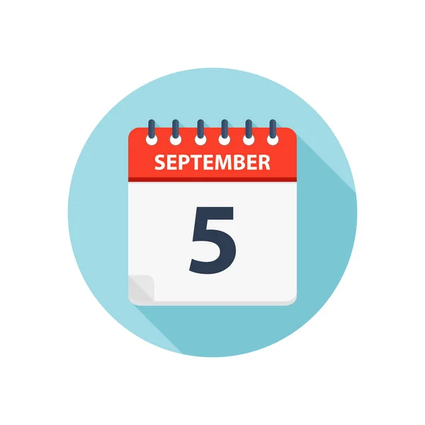 5 Σεπτεμβρίου-εικονίδιο ημερολογίου-κυκλικό πρότυπο σχεδίασης ημερολογίου — Διανυσματικό Αρχείο