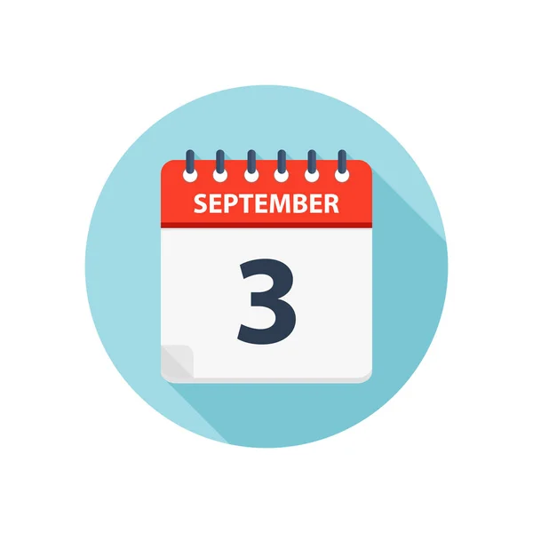 3 september-kalender icoon-ronde kalender ontwerpsjabloon — Stockvector