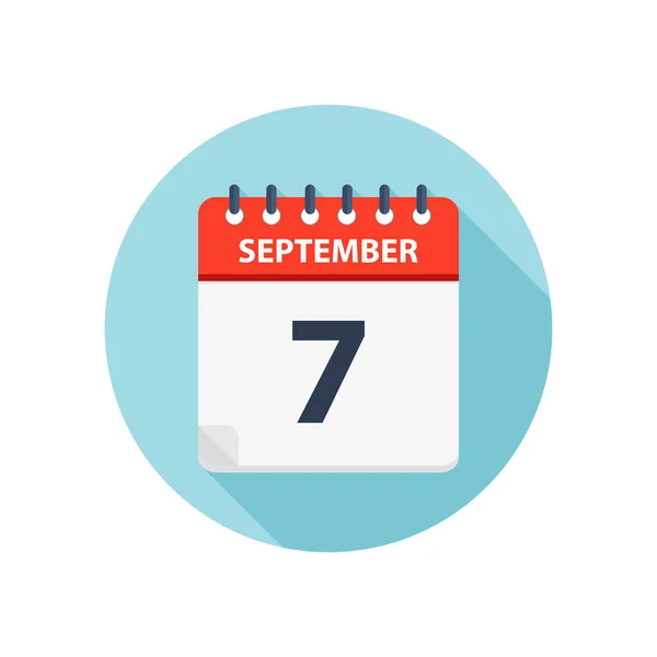 7 september-kalender icoon-ronde kalender ontwerpsjabloon — Stockvector