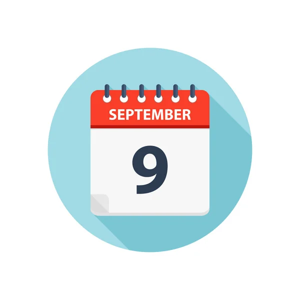 9 september-kalender icoon-ronde kalender ontwerpsjabloon — Stockvector