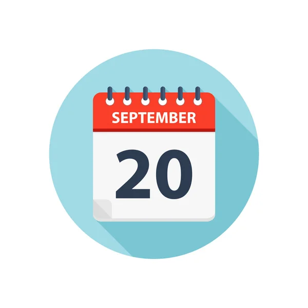 20 september-kalender icoon-ronde kalender ontwerpsjabloon — Stockvector