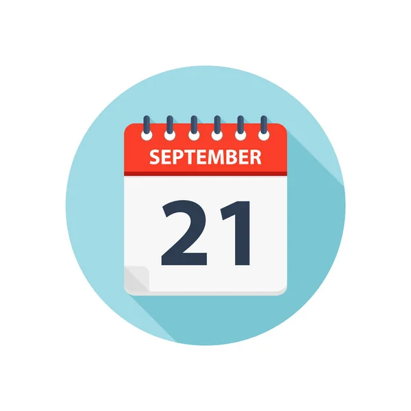 21 september-kalender icoon-ronde kalender ontwerpsjabloon — Stockvector