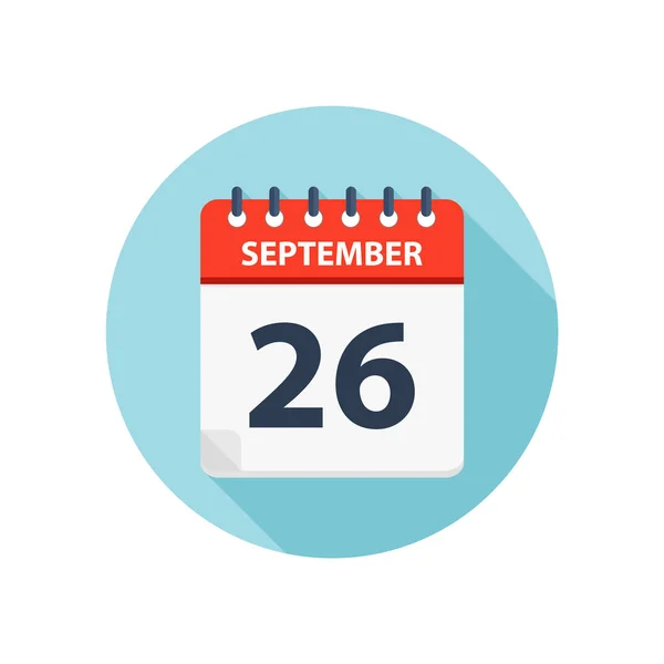 26 september-kalender icoon-ronde kalender ontwerpsjabloon — Stockvector