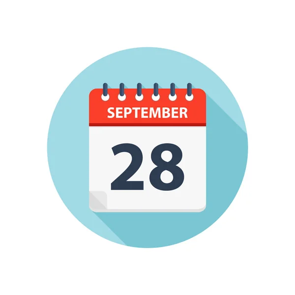 28 september-kalender icoon-ronde kalender ontwerpsjabloon — Stockvector