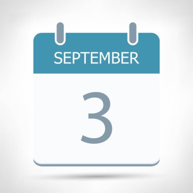 3 Eylül - Takvim Simgesi - Takvim düz tasarım şablonu