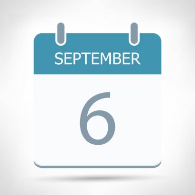 6 Eylül - Takvim Simgesi - Takvim düz tasarım şablonu