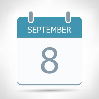 8 Eylül - Takvim Simgesi - Takvim düz tasarım şablonu