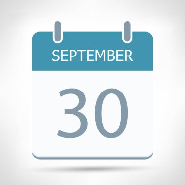 30 Eylül - Takvim Simgesi - Takvim düz tasarım şablonu