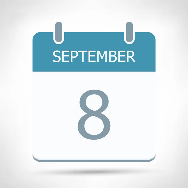 8 вересня - Значок календаря - шаблон плоского дизайну календаря — стоковий вектор