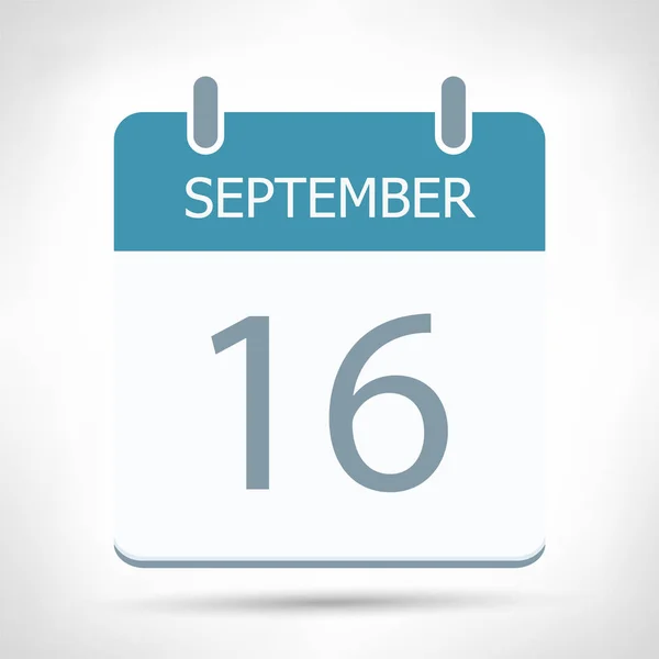 16 de setembro - Ícone do calendário - Modelo de design plano do calendário —  Vetores de Stock