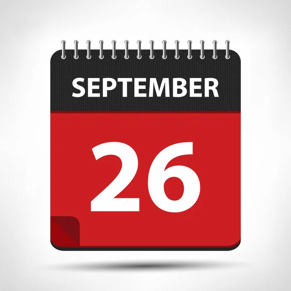 26 september-kalender ikon-kalenderns formgivningsmall — Stock vektor
