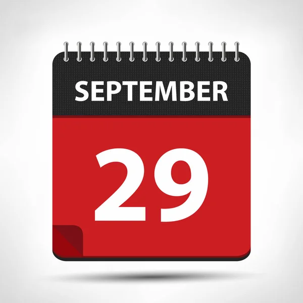 29 septembre - Icône de calendrier - Modèle de conception de calendrier — Image vectorielle