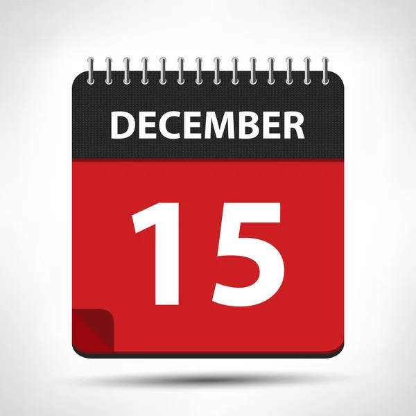 15 de diciembre - Icono del calendario - Plantilla de diseño del calendario — Vector de stock