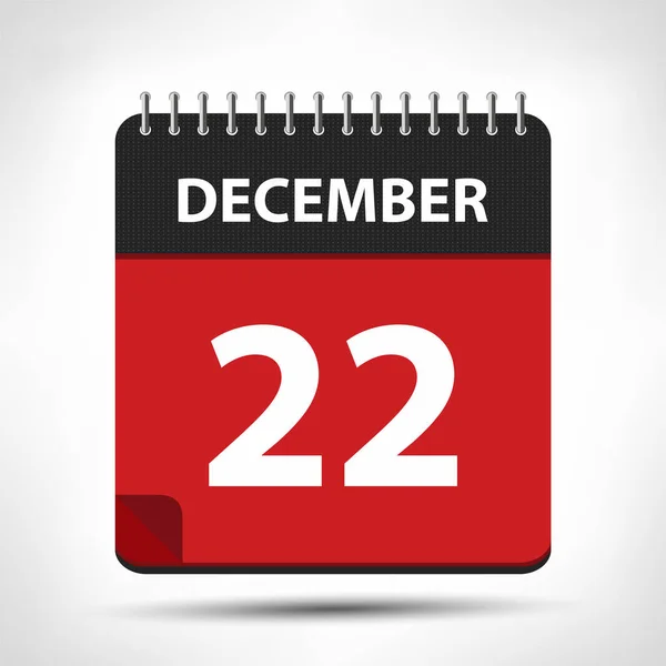 December 22-naptár Icon-naptár tervezősablon — Stock Vector