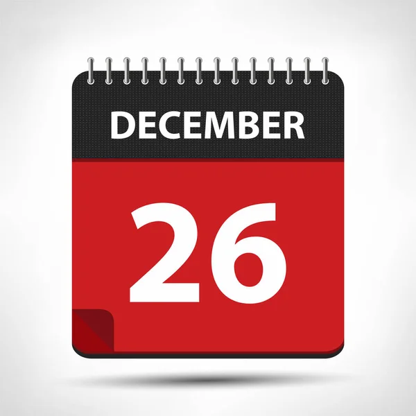 December 26-naptár Icon-naptár tervezősablon — Stock Vector