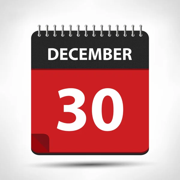 30 grudnia-kalendarz ikona-szablon projektu kalendarz — Wektor stockowy