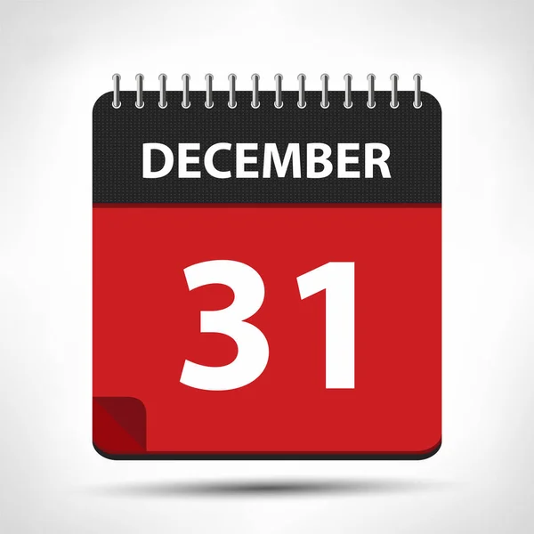 31 décembre - Icône de calendrier - Modèle de conception de calendrier — Image vectorielle
