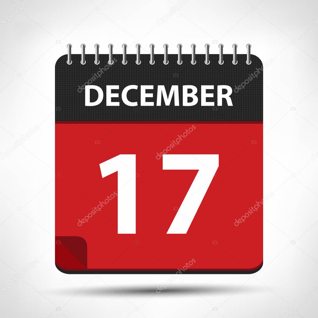 December 17 - Calendar Icon - Calendar design template