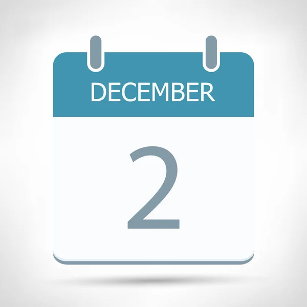 2 de diciembre - Icono del calendario - Plantilla de diseño plano del calendario — Vector de stock