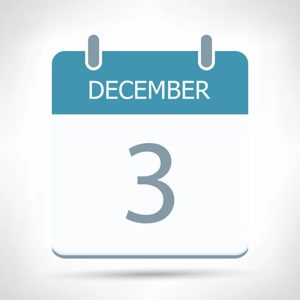 3 de diciembre - Icono del calendario - Plantilla de diseño plano del calendario — Archivo Imágenes Vectoriales