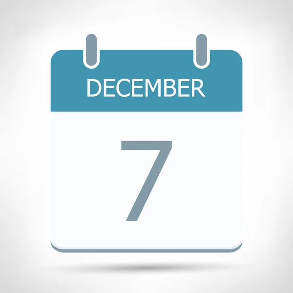 7 de diciembre - Icono del calendario - Plantilla de diseño plano del calendario — Archivo Imágenes Vectoriales