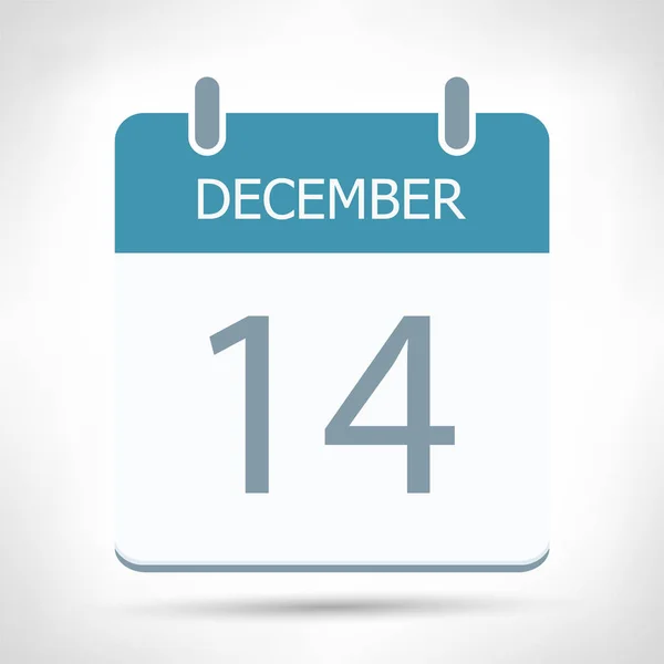 14 de diciembre - Icono del calendario - Plantilla de diseño plano del calendario — Vector de stock