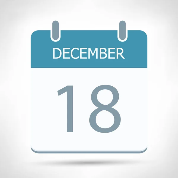 18 de diciembre - Icono del calendario - Plantilla de diseño plano del calendario — Archivo Imágenes Vectoriales
