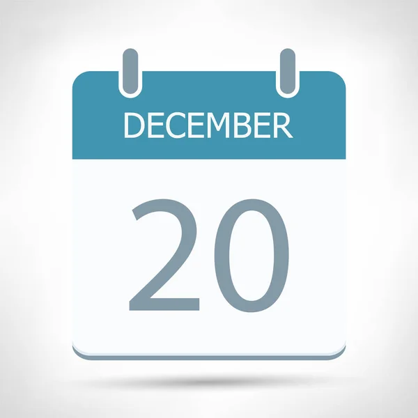 20 de diciembre - Icono del calendario - Plantilla de diseño plano del calendario — Vector de stock