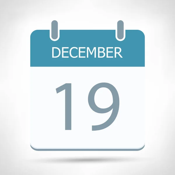 19 de diciembre - Icono del calendario - Plantilla de diseño plano del calendario — Vector de stock
