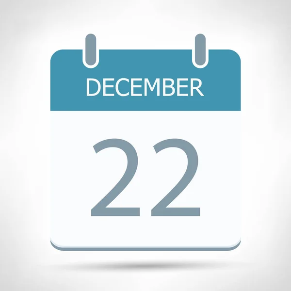 22 de diciembre - Icono del calendario - Plantilla de diseño plano del calendario — Archivo Imágenes Vectoriales